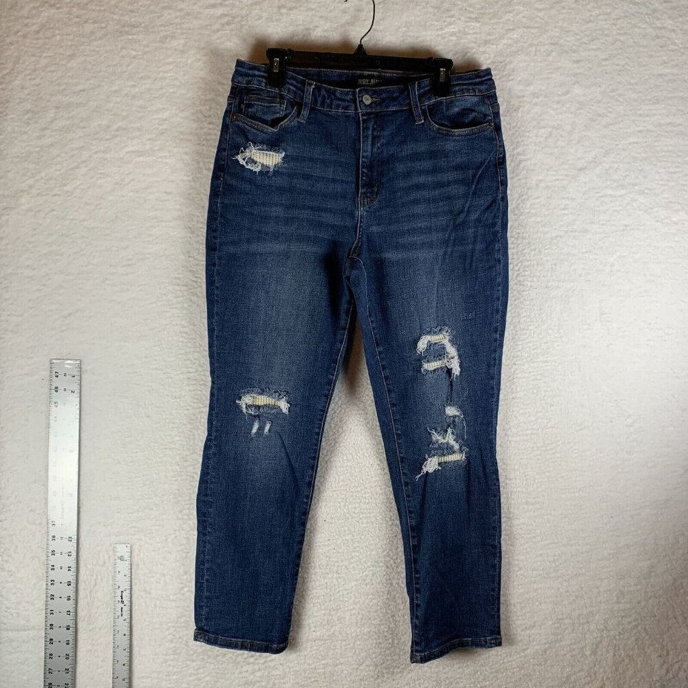 Judy Blue Jeans Women's 15 Denim‎ Stretch Boyfriend Fit Distressed Zip Fly 9764